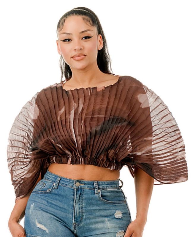 Beach Walk Top-Brown Print