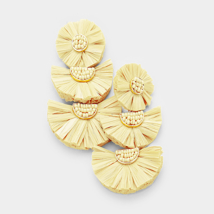 Zambia Raffia Earrings Beige