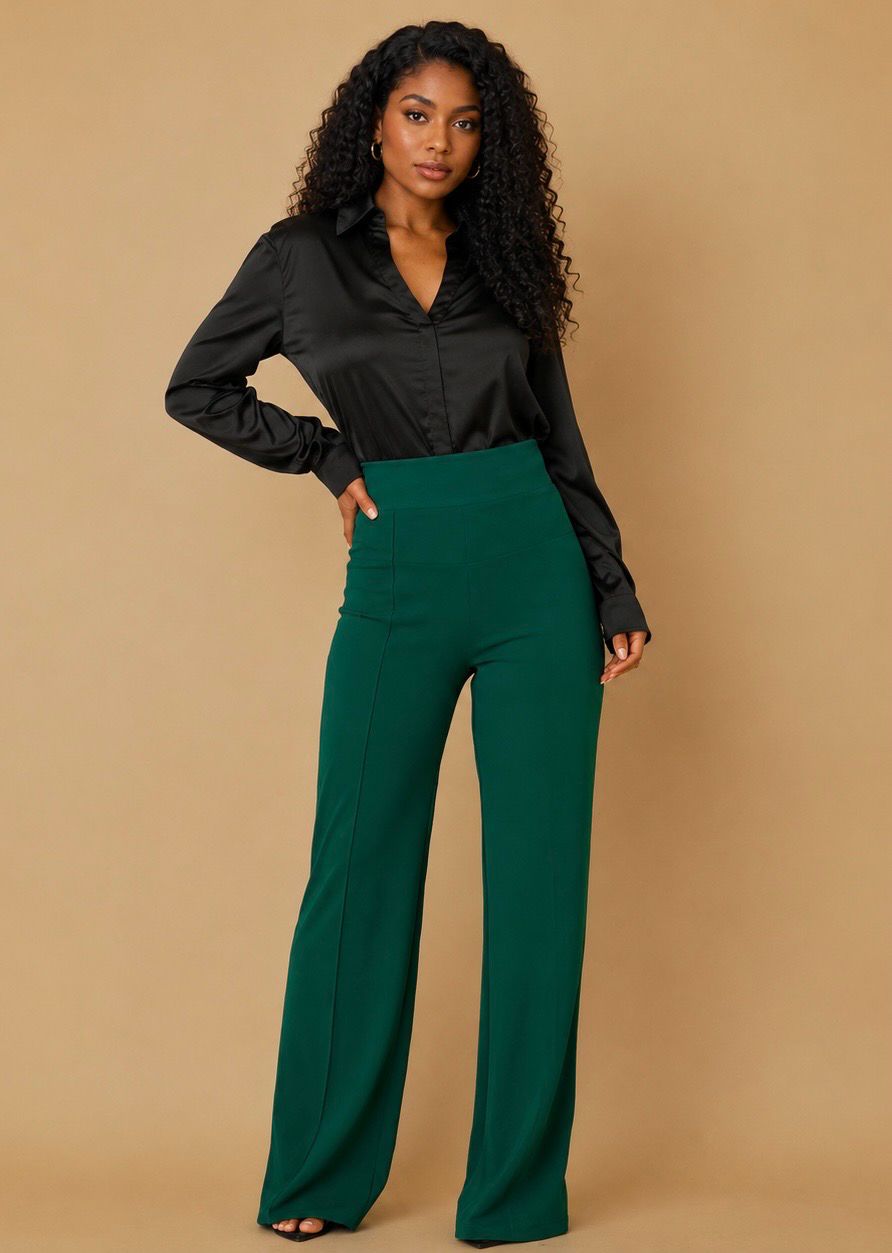 Miss Me Yet High Waist Pants-Hunter Green