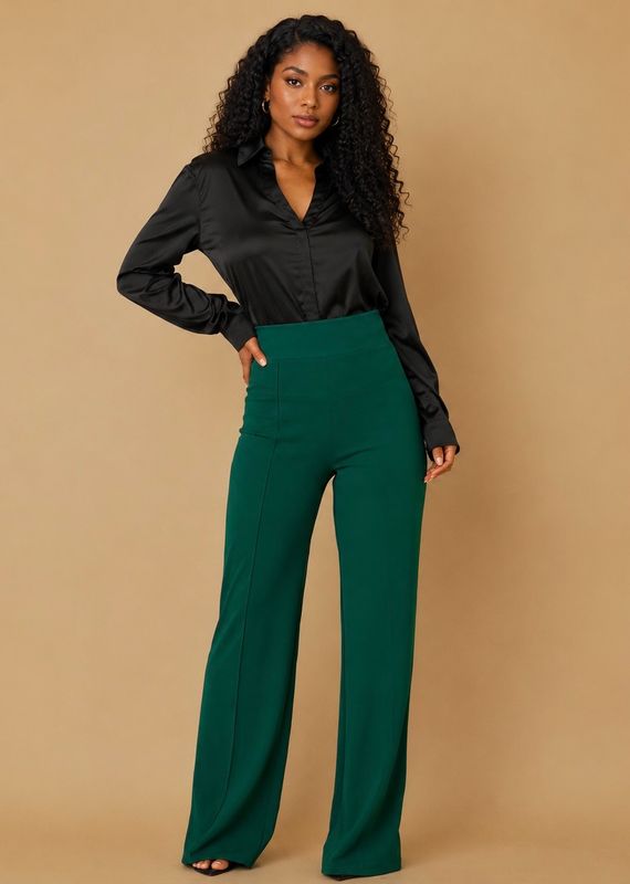 Miss Me Yet High Waist Pants-Hunter Green