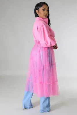 Button Me Up Shirt Dress-Pink