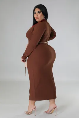 Poppin Color Midi Dress-Curvy