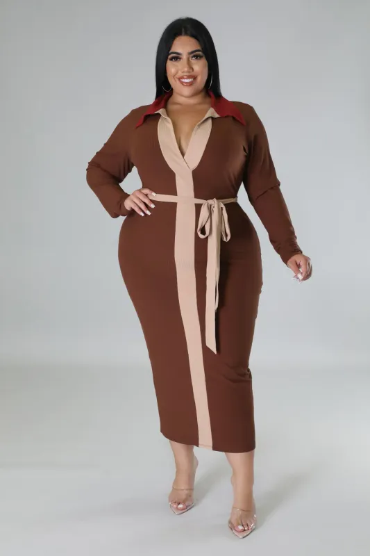 Poppin Color Midi Dress-Curvy