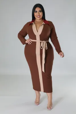 Poppin Color Midi Dress-Curvy Poppin Color Midi Dress-Curvy