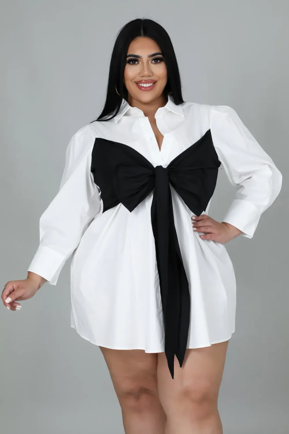Twist Of Fun Shirt Dress-Curvy