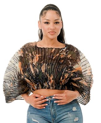 Beach Walk Top-Olive Print