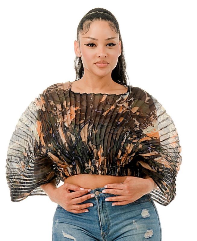 Beach Walk Top-Olive Print