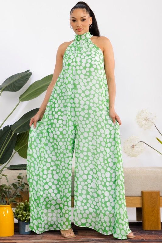 Little Miss Dotty Jumpsuit-Green Little Miss Dotty Jumpsuit-Green