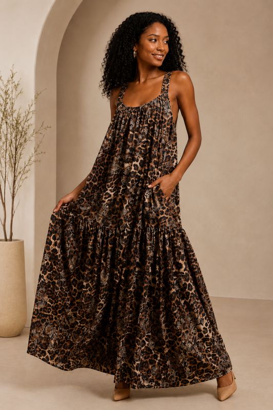 Sunset Valley Maxi Dress-Animal Print