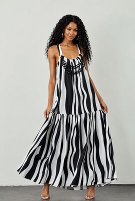 Sunset Valley Maxi Dress-Black & White Sunset Valley Maxi Dress-Black & White