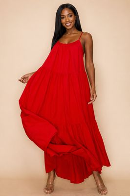 Glowing Now Maxi Dress-Red
