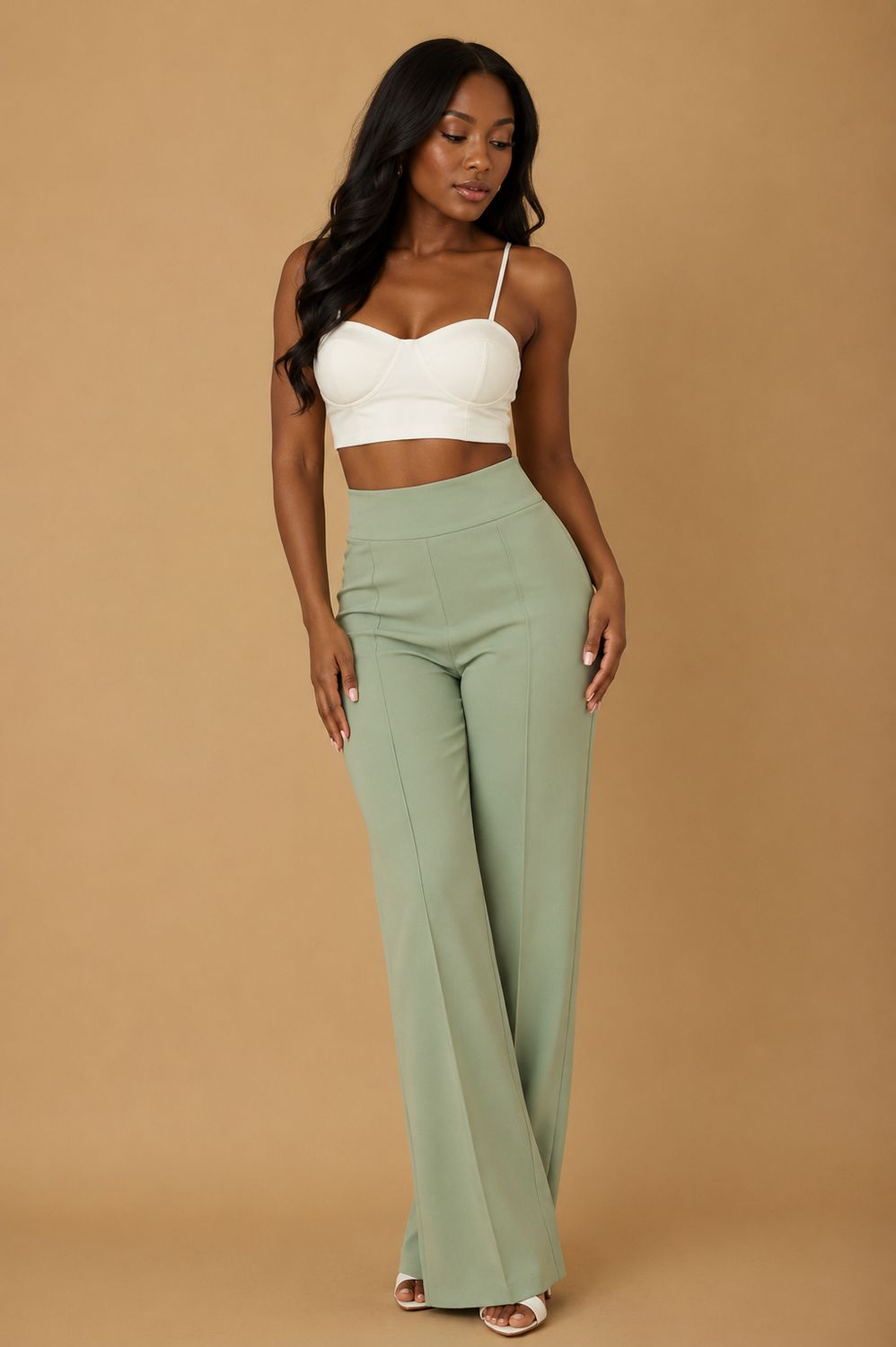 Miss Me Yet High Waist Pants-Sage