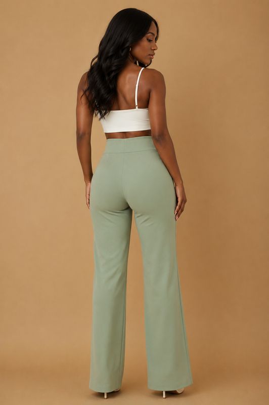Miss Me Yet High Waist Pants-Sage