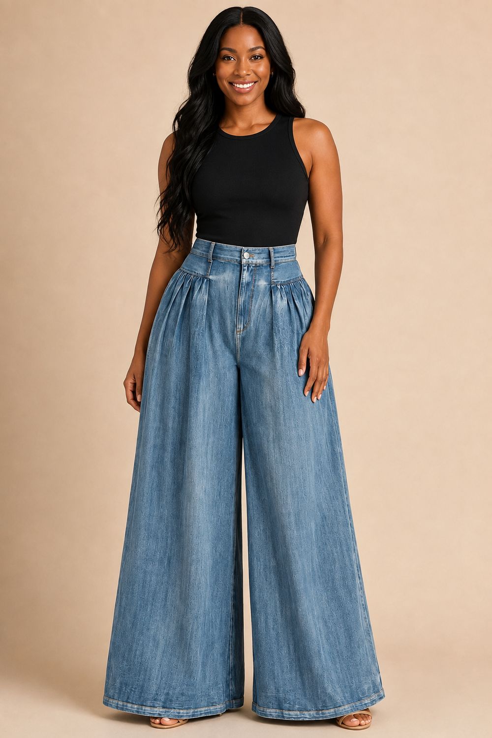 Let’s Roll Out Palazzo Denim Pants
