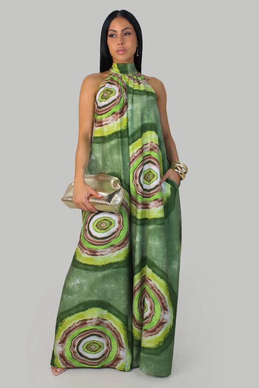 Swirling Jumpsuit-Green