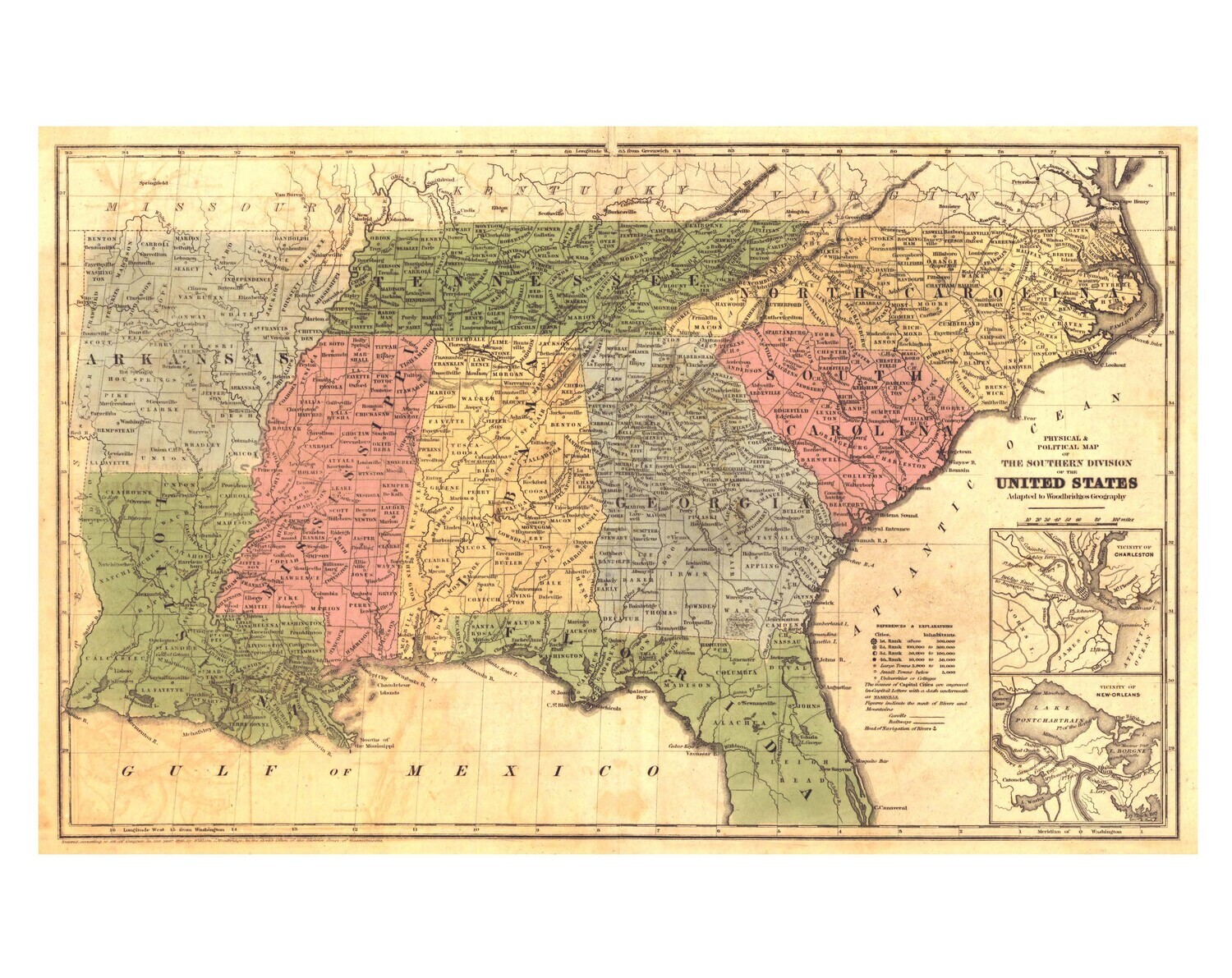 1845 Southern US Map