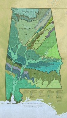 Physical Geography of Alabama Map