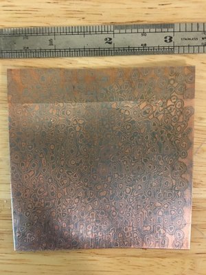 3.1” x 3.1” x 20g Copper iron Mokume Gane sheet