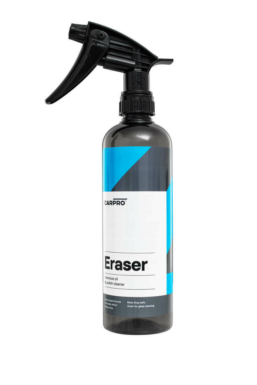 CARPRO Eraser is an IPA and more!

Eraser is an intense cleaner designed to dissolve oil particles and remove polish residue to prepare the paintwork for coating.

Eraser attracts polish residue and dust better and cleans better than an ordinary IPA.

Eraser makes it possible for everyone to get the perfect finish.