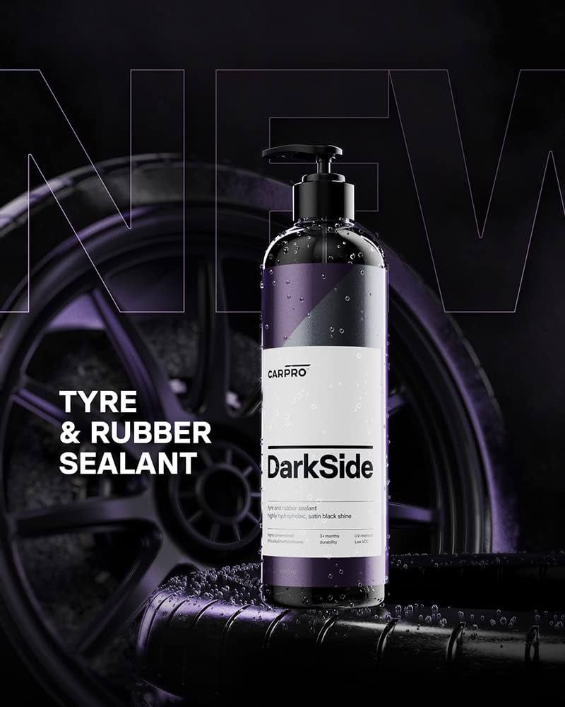 DarkSide’s 60% polydimethylsiloxane formula allows for a super quick and easy application with our dedicated tyre or microfibre applicators, leaving a beautiful satin shine look. Needless to say, it is equipped with all of our famous self-cleaning, hydrophobic properties, as well as UV and chemical resistance, prolonging the new look of your tyres.

Every quick application of DarkSide will last up to 3 months!