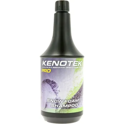 Kenotek Snow Foam Shampoo, is a highly concentrated neutral foam shampoo. This product is safe on all surfaces and doesn’t attack wax coatings or sealants. The right balance of compressed air water and dosage of the product creates an ultimate foam. It can be applied manually with a HP foam gun and a foam injector, and isn’t harmful for the skin. Ánd… it has a delicious green apple smell!