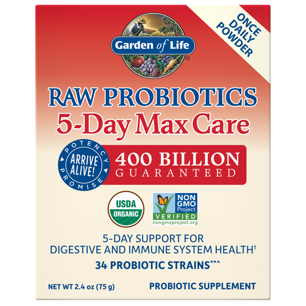 Garden of Life - Raw Probiotics 5 Day Max Care 400 Billion Cfu - 2.4 oz powder