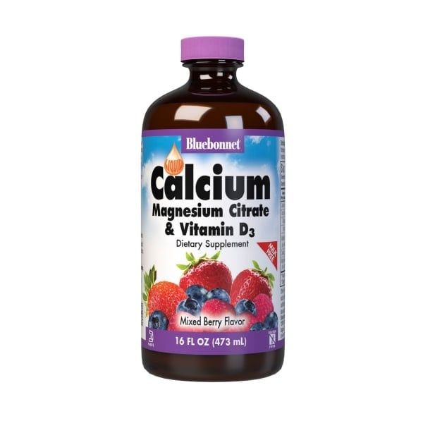 Bluebonnet - Liquid Calcium Magnesium Citrate Plus Vitamin D3 Natural Mixed Berry - 18 oz