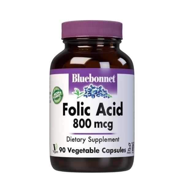 Bluebonnet - Folic Acid 800 mcg - 90 Veg Capsules