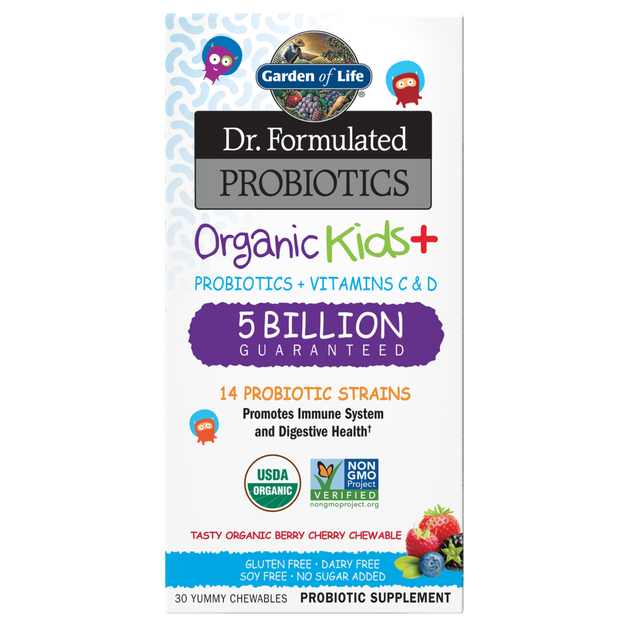 Garden of Life - Dr. Formulated Probiotics Kids + Tasty Organic Berry Cherry - 30 Chewables