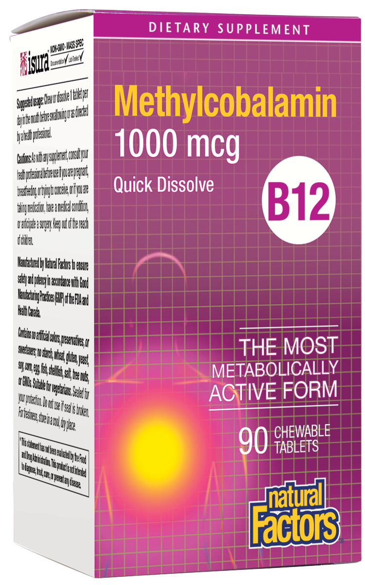 Natural Factors - B12 Methylcobalamin 1000 mcg Chewable - 90 Tablets
