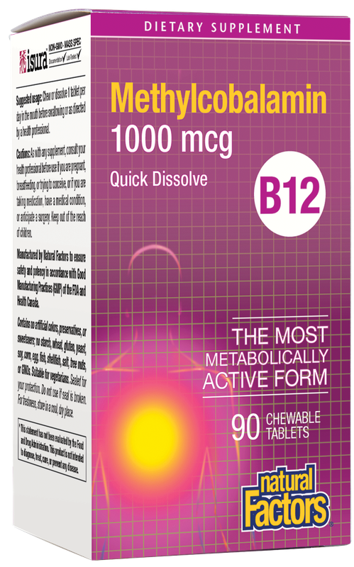 Natural Factors - B12 Methylcobalamin 1000 mcg Chewable - 90 Tablets