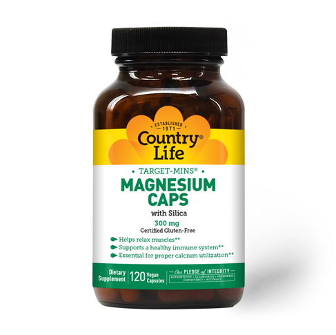 Country Life - Magnesium Caps With Silica 300 mg - 120 Veg Capsules