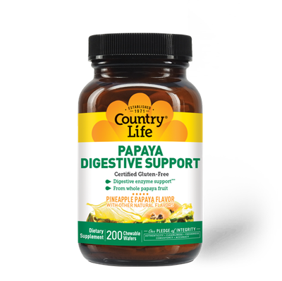 Country Life - Papaya Digestive Support Pineapple Papaya - 200 Tablets