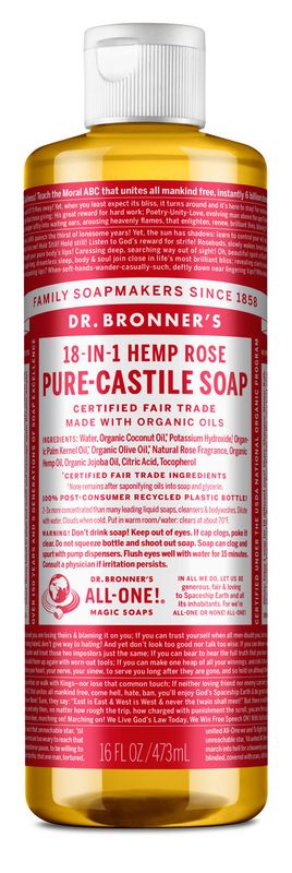 Dr Bronners - Organic Castile Liquid Soap Rose - 16 oz