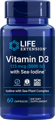 Life Extension - Vitamin D3 With Sea-Iodine™ 5000 IU - 60 Capsules