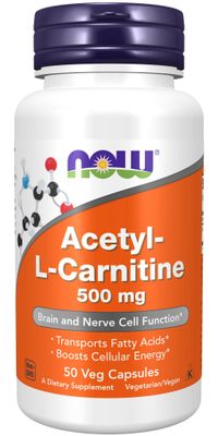 Now - Acetyl L Carn 500mg - 50 Capsules