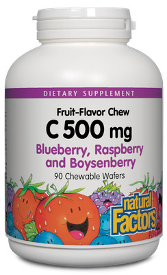 Natural Factors - C 500 mg Natural Fruit Chews Blueberry Raspberry &amp; Boysenberry - 90 Tablets