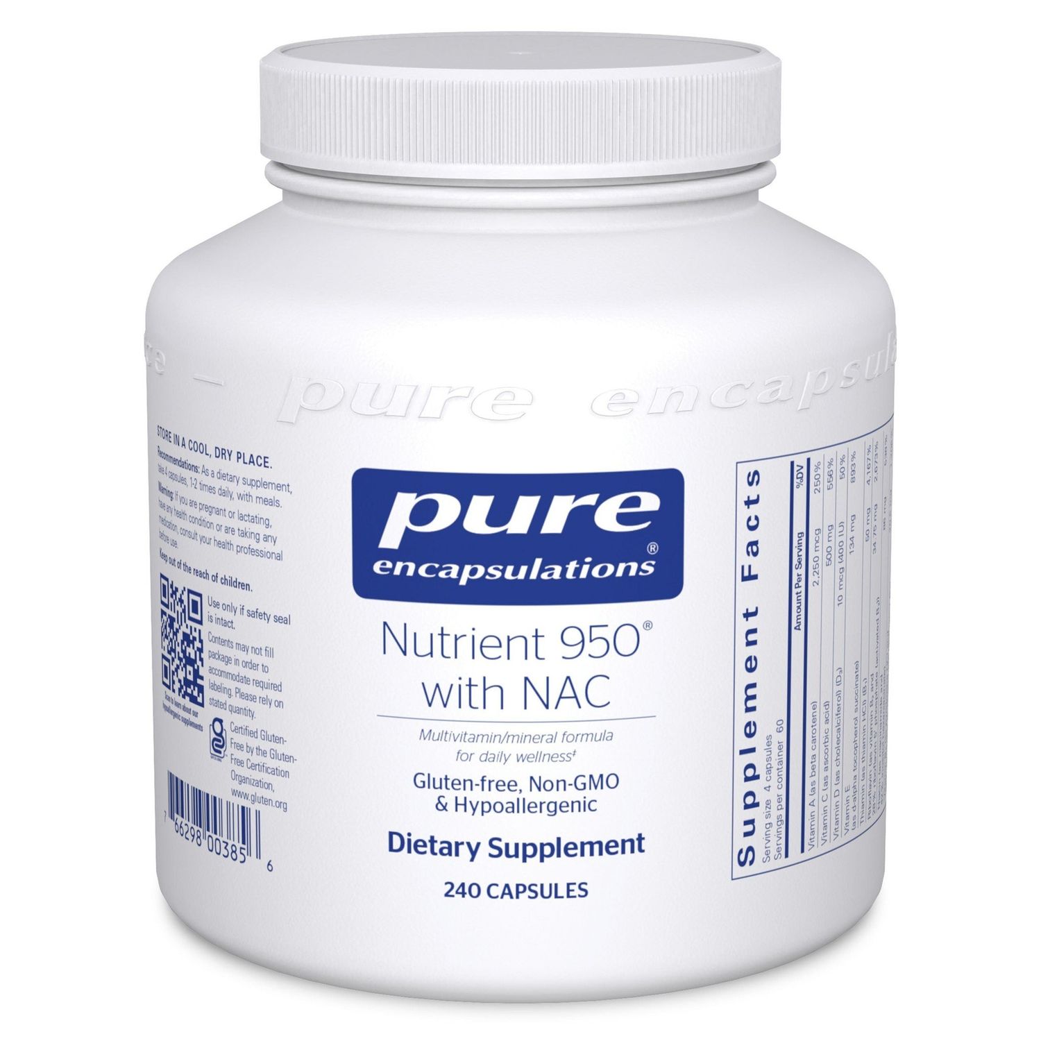 Pure Encapsulations - Nutrient 950 With Nac - 240 Capsules