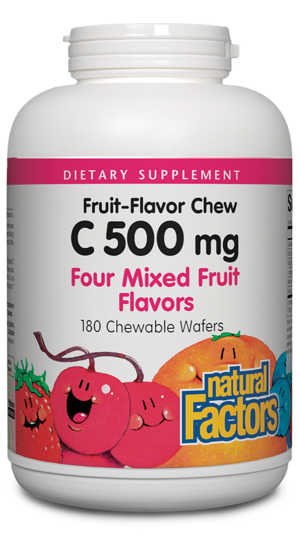 Natural Factors - C 500 mg Natural Fruit Chews Mixed Fruit - 180 Tablets