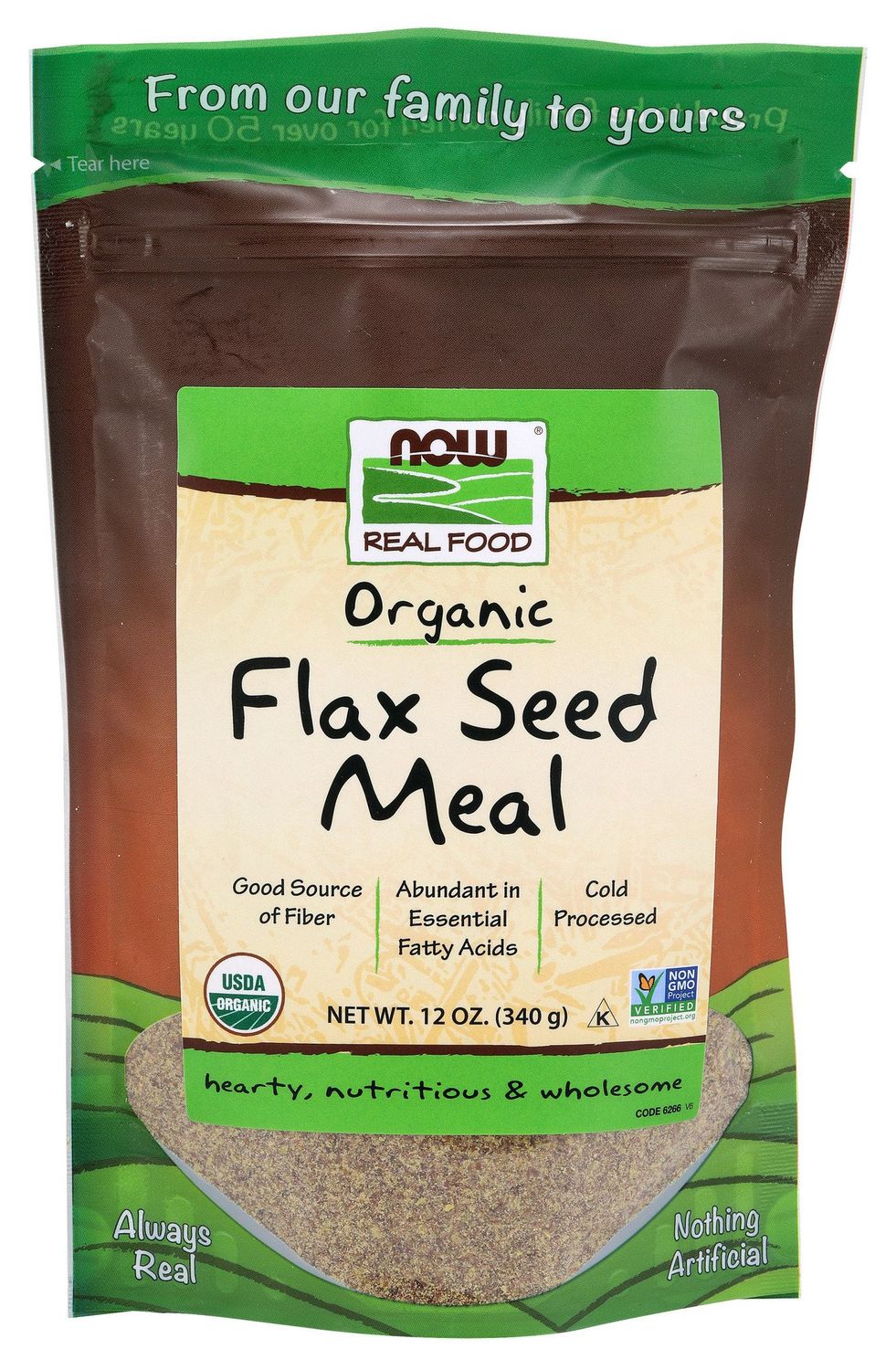 Now - Flax Seed Meal Org - 12 oz