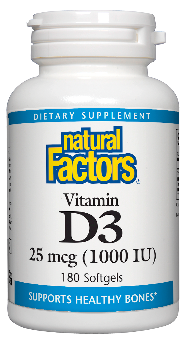 Natural Factors - Vitamin D3 1000 IU - 180 Tablets