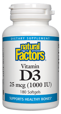 Natural Factors - Vitamin D3 1000 IU - 180 Tablets