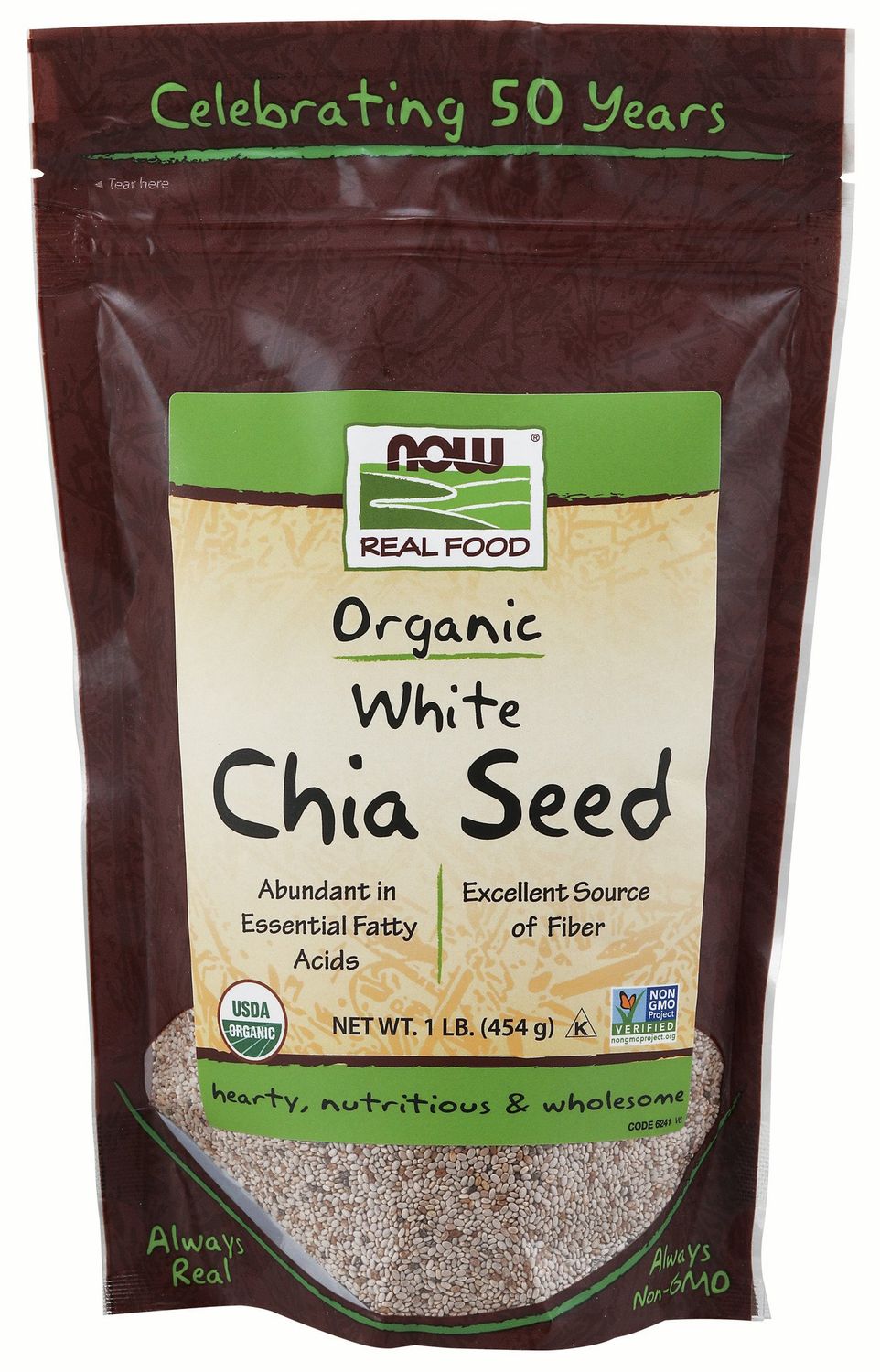 Now - White Chia Seeds Org - 1 lb