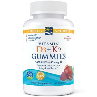 Nordic Naturals - Vitamin D3 + K2 Gummies - Pomegranate - 60 count