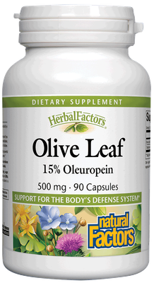 Natural Factors - Olive Leaf 500 mg 15% Oleuropein - 90 Veg Capsules