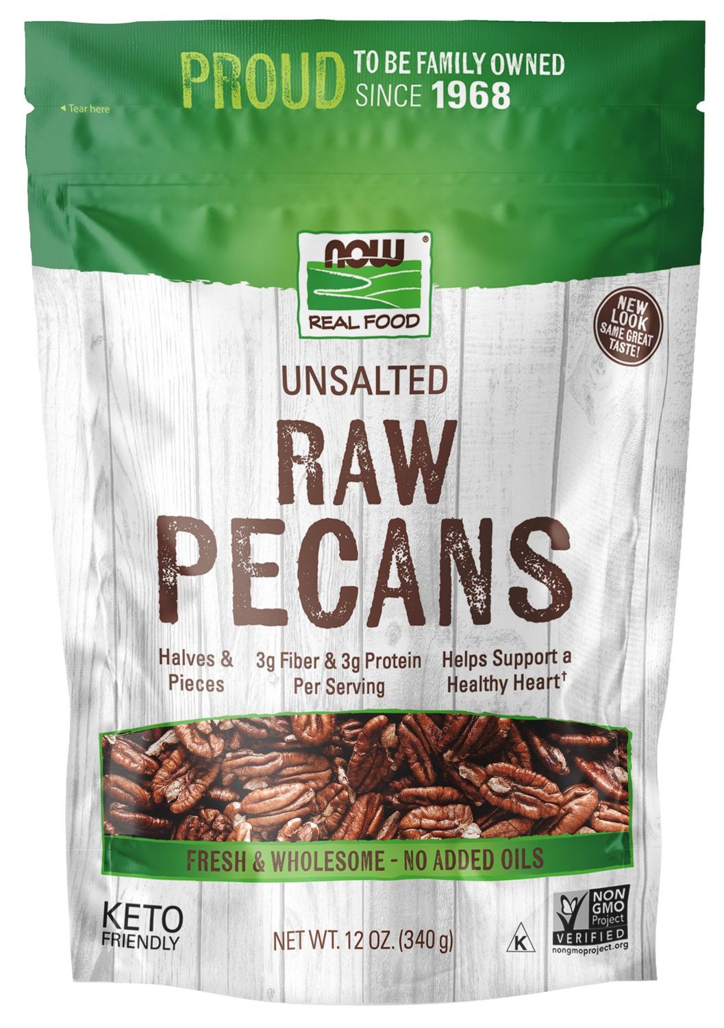Now - Pecans Raw - 12 oz