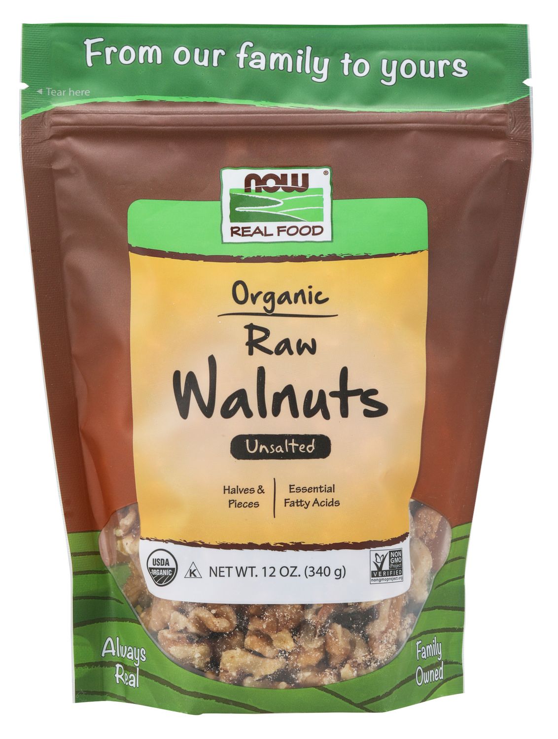 Now - Organic Walnuts Raw - 12 oz