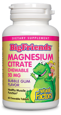 Natural Factors - Bigfriends Magnesium Citrate 50 mg Chewable - Bubble Gum - 60 Tablets Natural Factors - Bigfriends Magnesium Citrate 50 mg Chewable - Bubble Gum - 60 Tablets