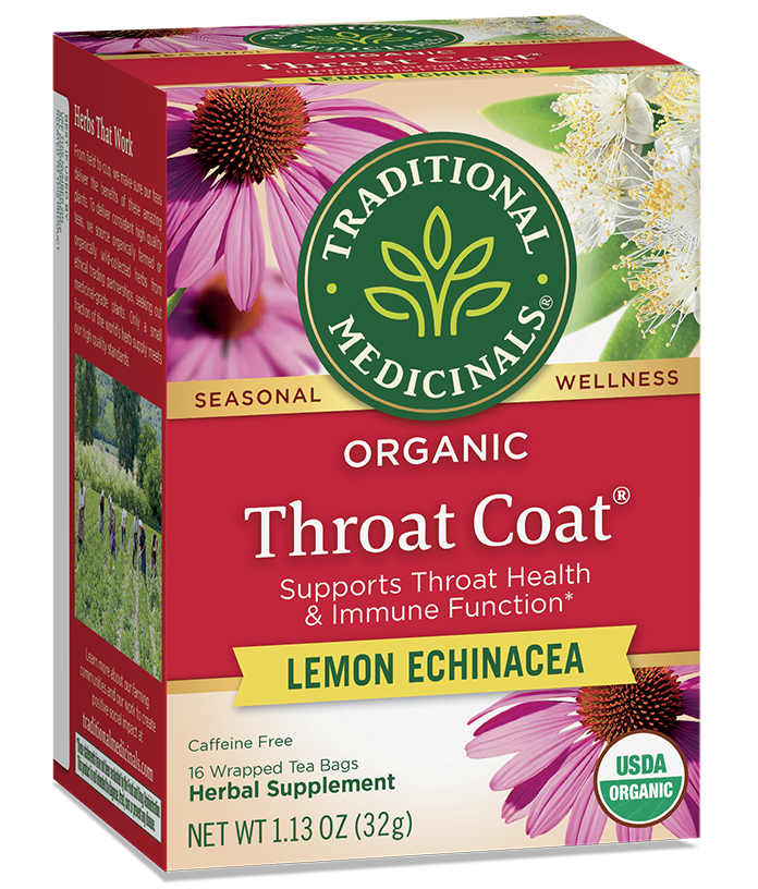 Traditional Medicinals - Organic Lemon Echinacea Throat Coat Herbal Tea - 16 Bags