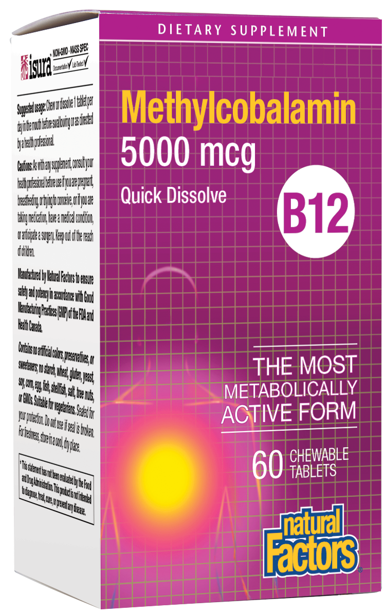 Natural Factors - B12 Methylcobalamin 5000 mcg Chewable - 60 Tablets